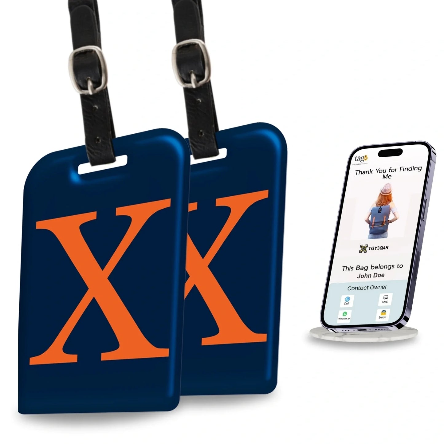 Initials Bag tag X  [pack 2]