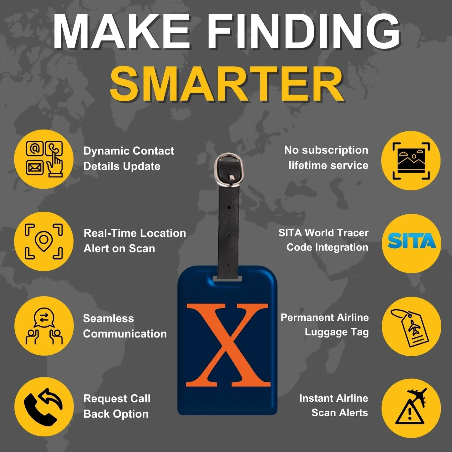 Initials Bag tag X  [pack 2]